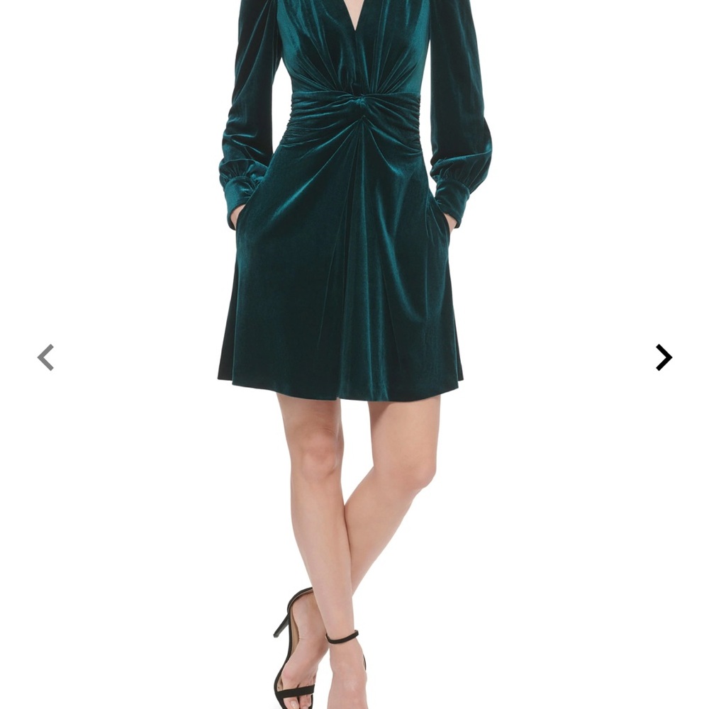 Velvet Front Twist Dress